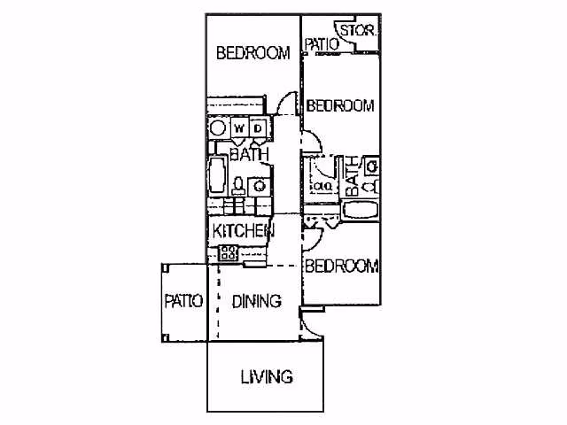 3 Beds • 2 Bath 15-201 floor plan